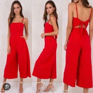 Princess Polly , NWT , red road to nashville tie back jumpsuit